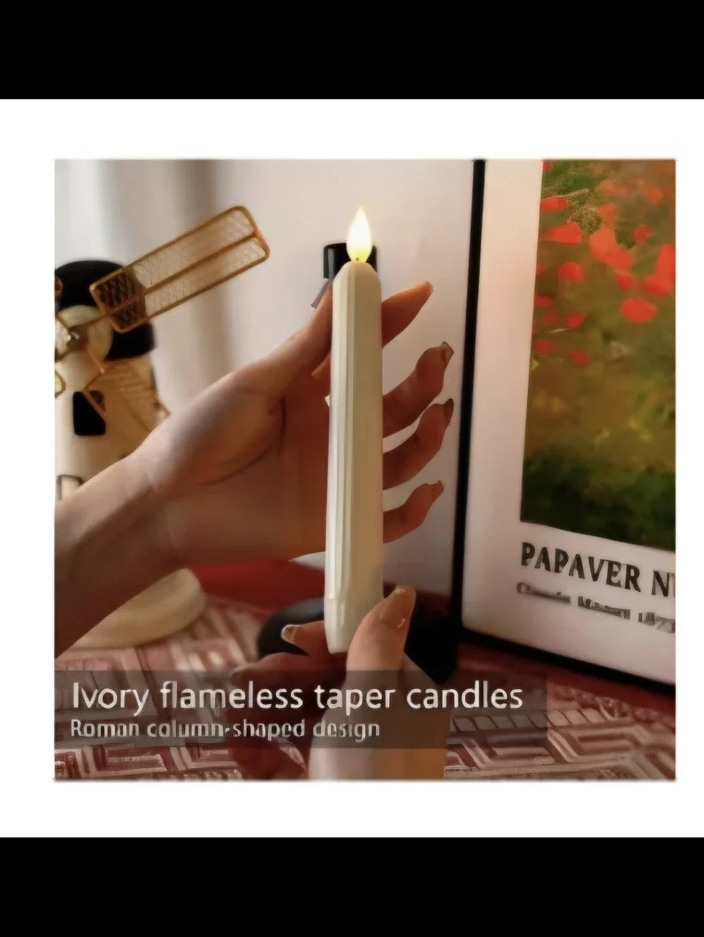 New 12 Piece Ivory Tapered Battery Operated FLAMLESS Candles Set of 12